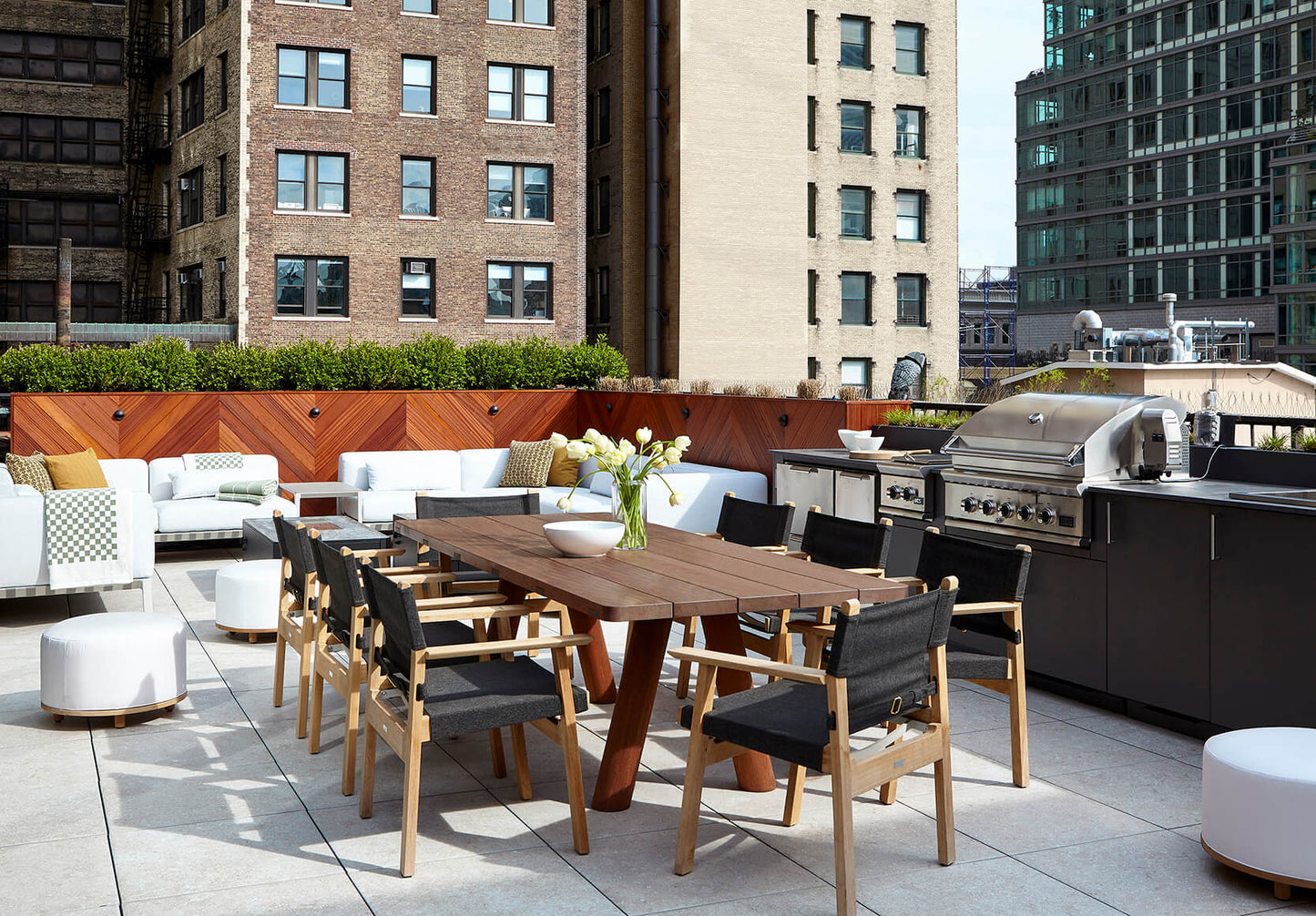 Interior: Cochineal Design.  Photographer: Joshua McHugh || Outdoor Angled Leg Dining Table