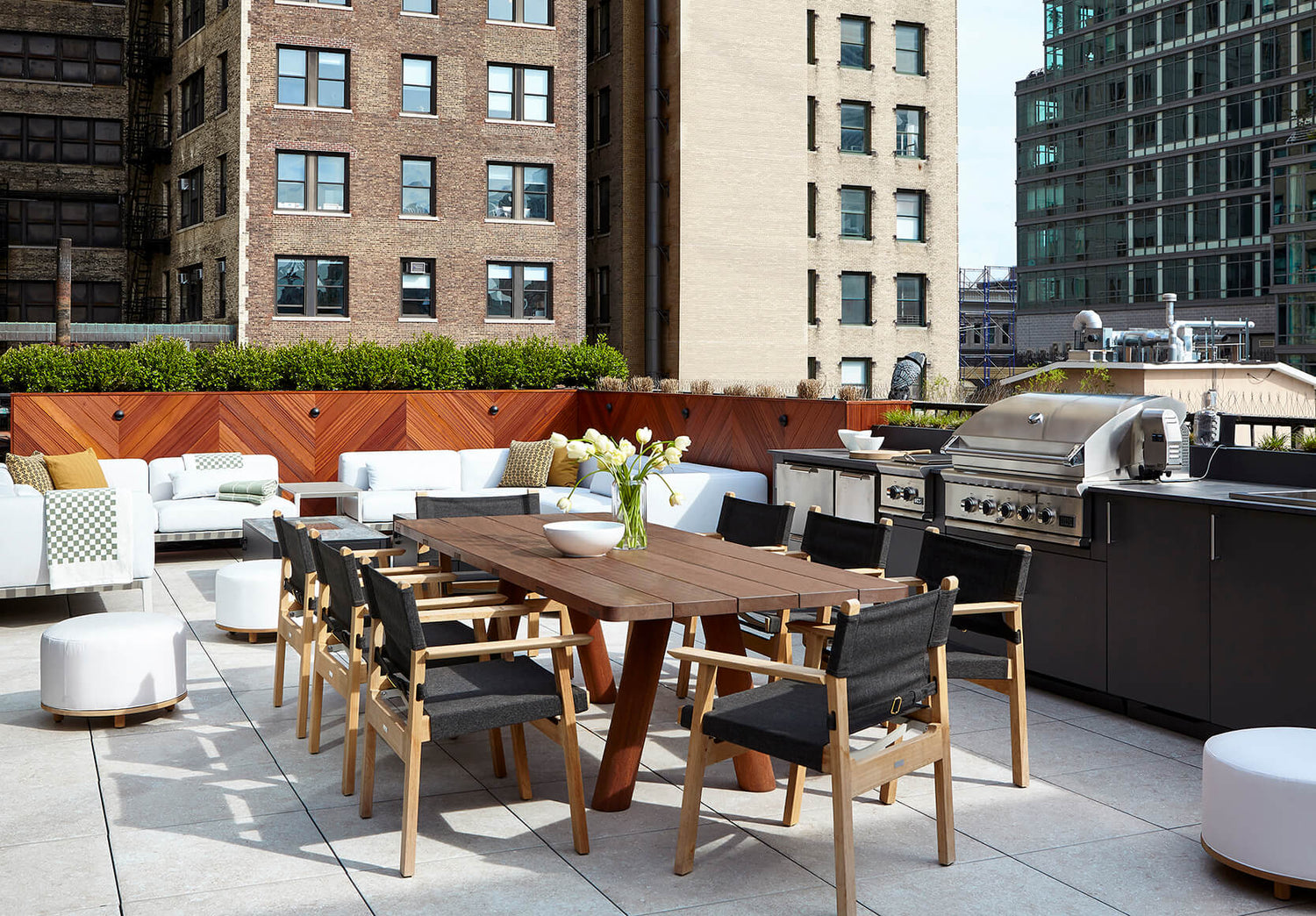 Interior: Cochineal Design.  Photographer: Joshua McHugh || Outdoor Angled Leg Dining Table