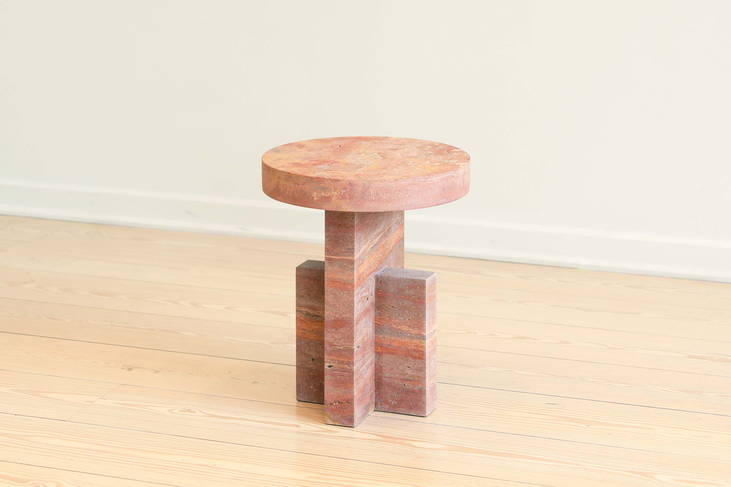 PLANAR SIDE TABLE 7CM RED TRAVERTINE_In Stock