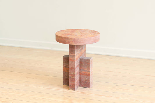 PLANAR SIDE TABLE 7CM RED TRAVERTINE_In Stock