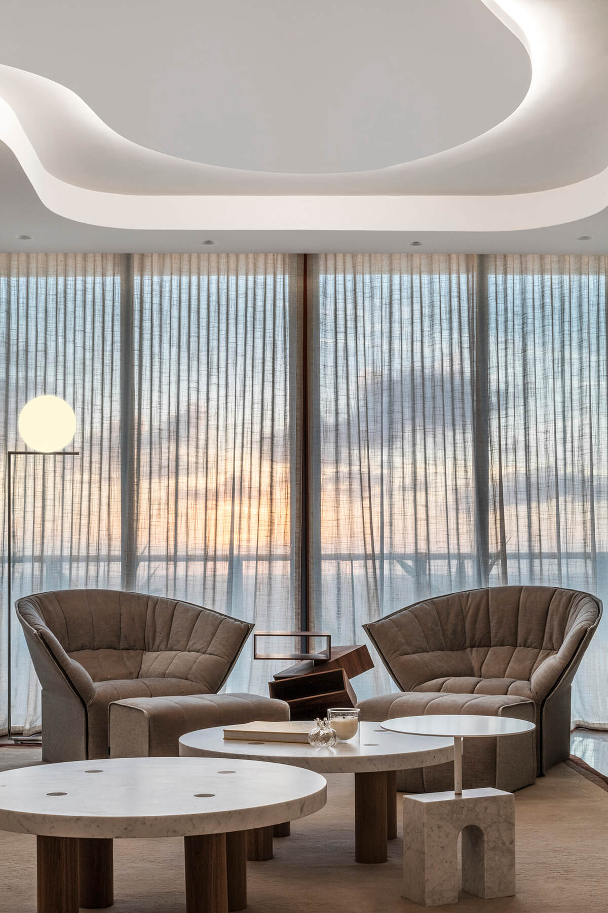 Interior: Desiree Casoni. Photo: Kris Tamburello || 5CM Stone Top Column Coffee Table