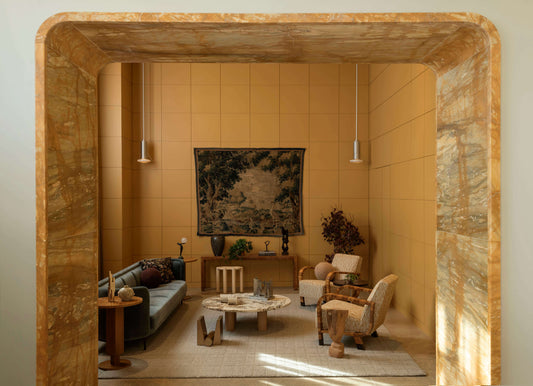 Interior: Workstead.  Photo: Matthew Williams || 3CM Round Stone Column Coffee Table