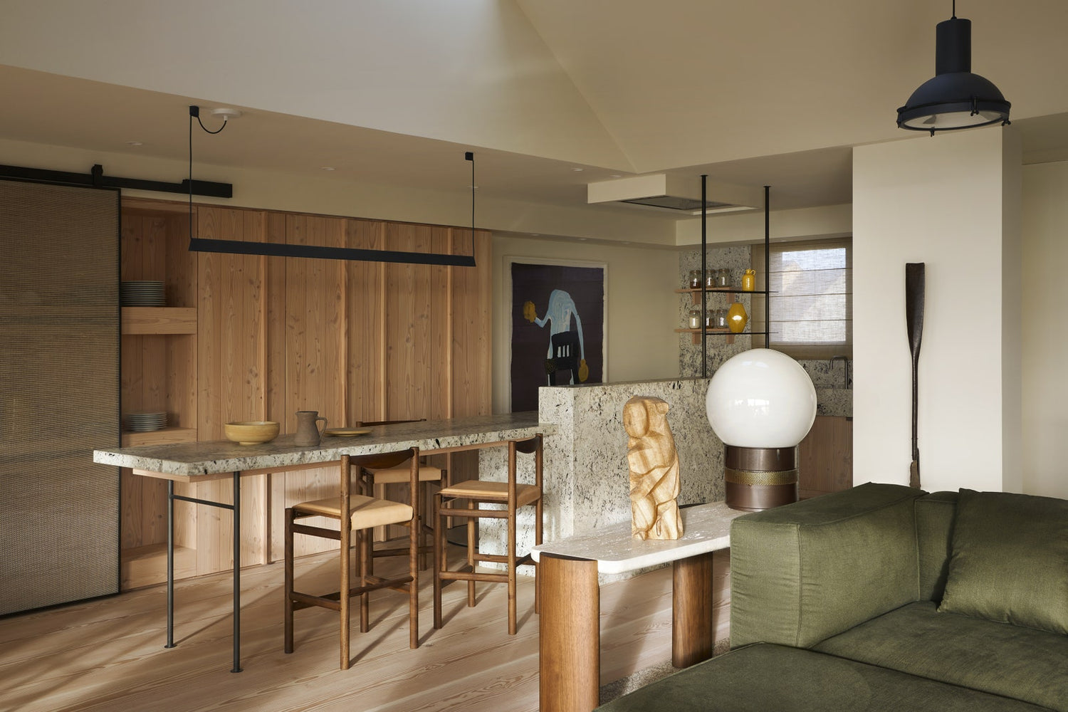 Interior: Triode Design + Studio Asai.  Photo: Arian Dirand || Range Stools with Leather Seats